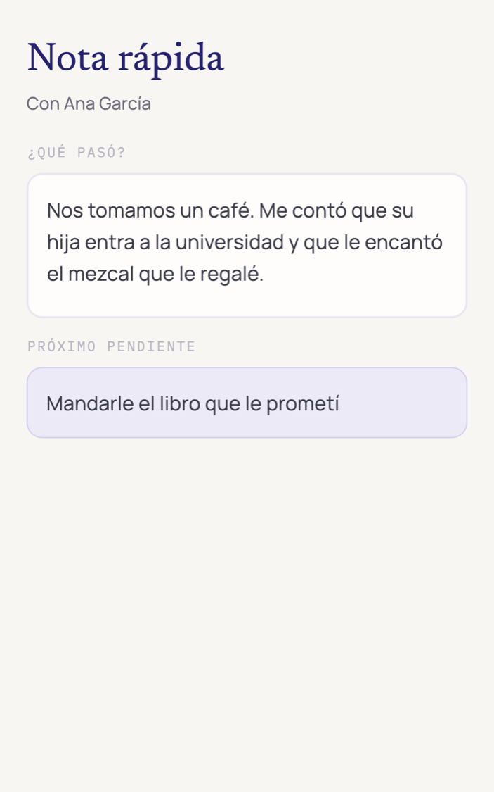 Formulario de nota rápida